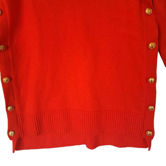 Tuckernuck 100% Wool Bexley Pullover Crewneck Gold Buttons Red Size Small - Picture 6 of 12